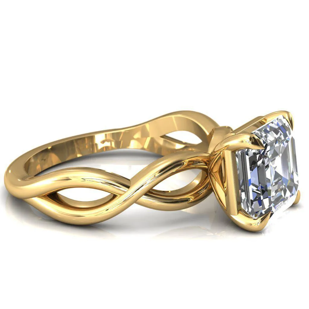 Sabina Asscher Moissanite 4 Claw Prong 3/4 Infinity Ring Engagement Ring
