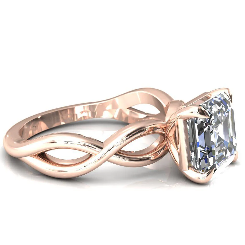 Sabina Asscher Moissanite 4 Claw Prong 3/4 Infinity Ring Engagement Ring
