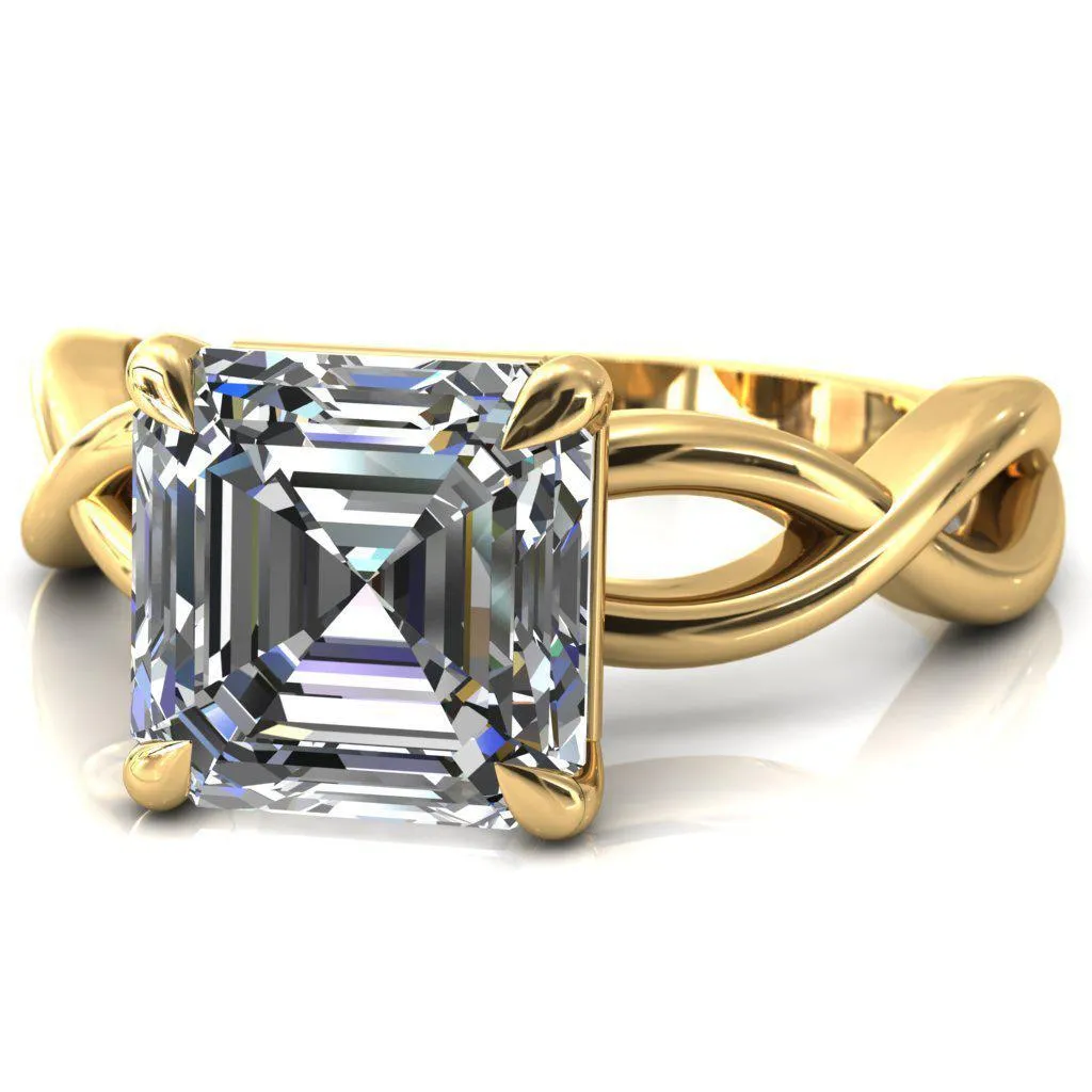Sabina Asscher Moissanite 4 Claw Prong 3/4 Infinity Ring Engagement Ring