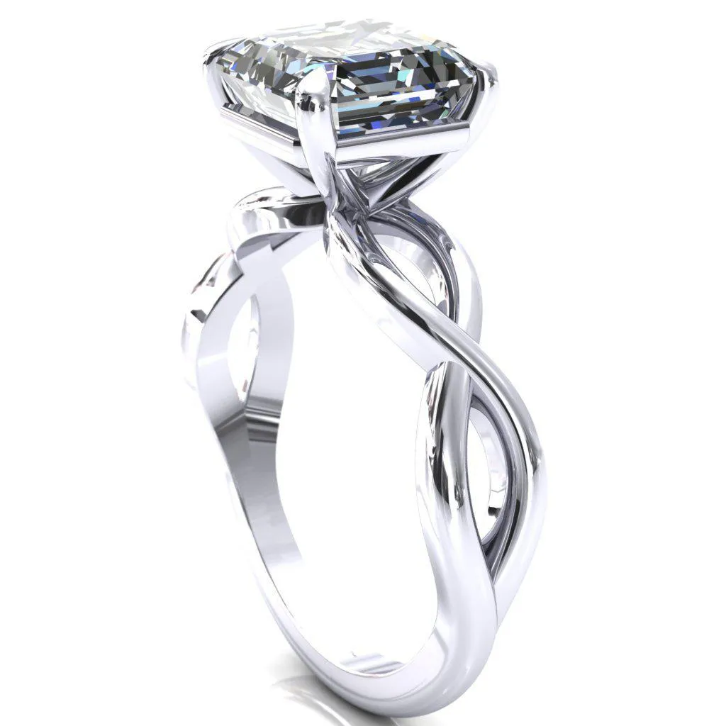 Sabina Asscher Moissanite 4 Claw Prong 3/4 Infinity Ring Engagement Ring
