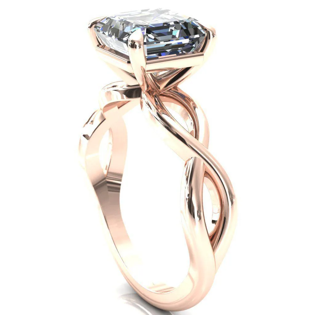 Sabina Asscher Moissanite 4 Claw Prong 3/4 Infinity Ring Engagement Ring