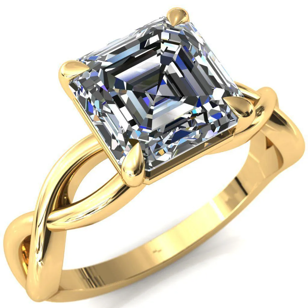 Sabina Asscher Moissanite 4 Claw Prong 3/4 Infinity Ring Engagement Ring