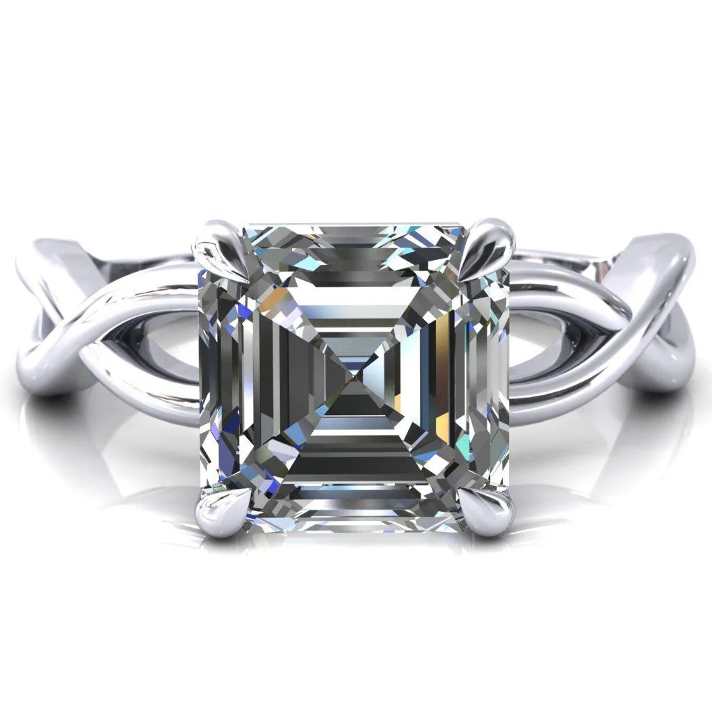 Sabina Asscher Moissanite 4 Claw Prong 3/4 Infinity Ring Engagement Ring