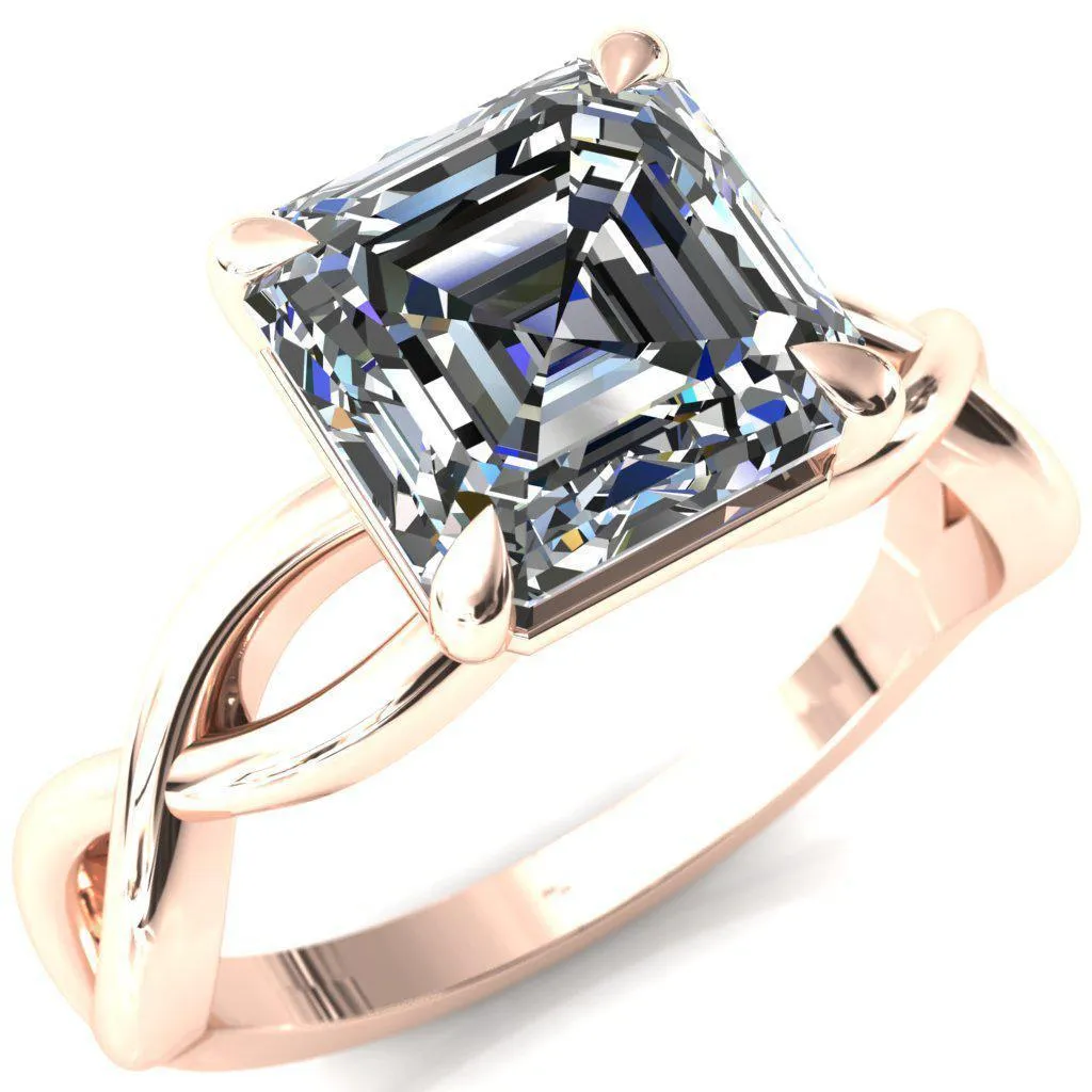 Sabina Asscher Moissanite 4 Claw Prong 3/4 Infinity Ring Engagement Ring