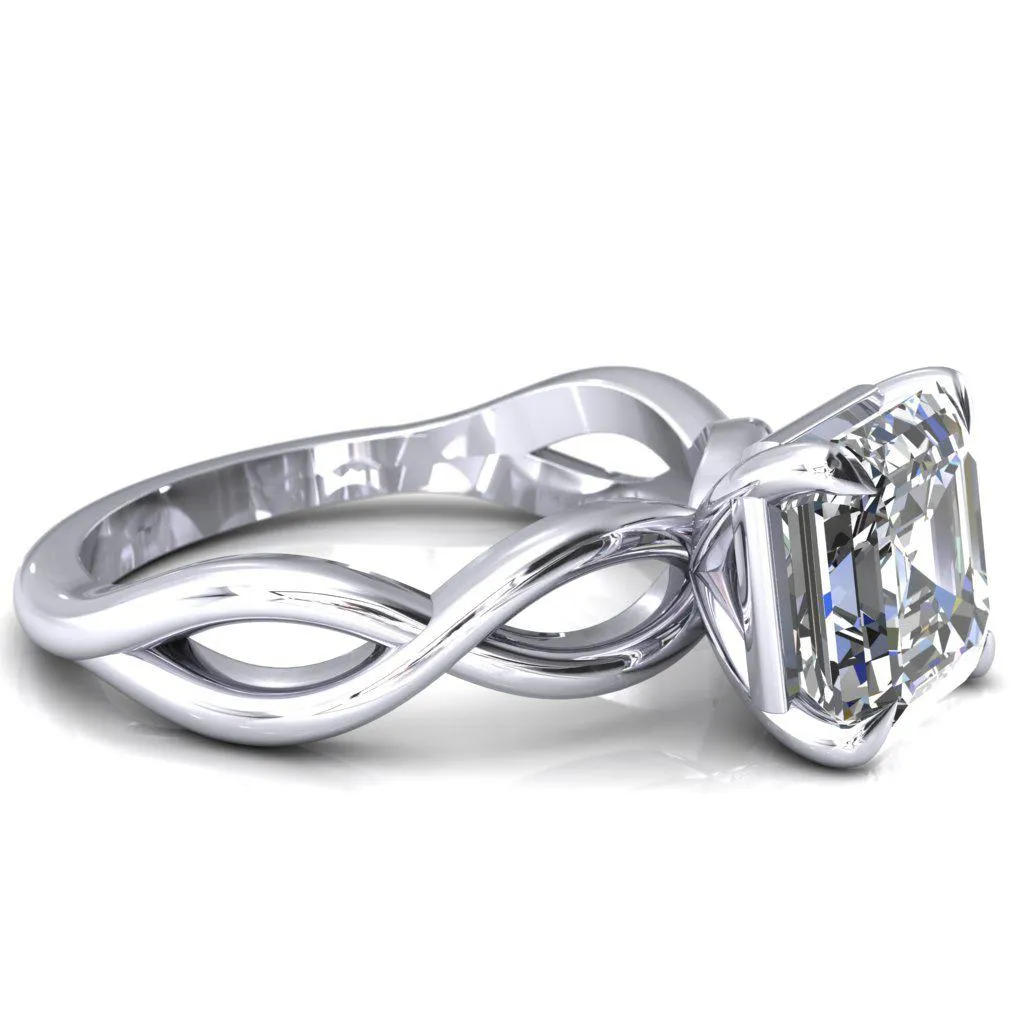 Sabina Asscher Moissanite 4 Claw Prong 3/4 Infinity Ring Engagement Ring