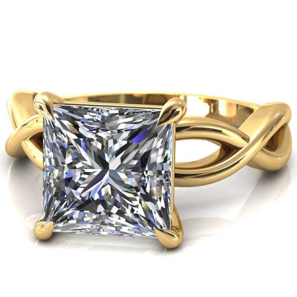 Sabina Princess/Square Moissanite 4 Claw Prong 3/4 Infinity Ring Engagement Ring