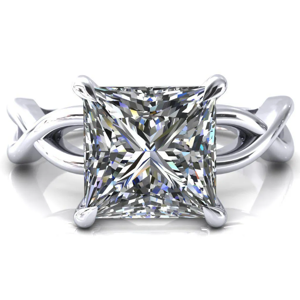Sabina Princess/Square Moissanite 4 Claw Prong 3/4 Infinity Ring Engagement Ring