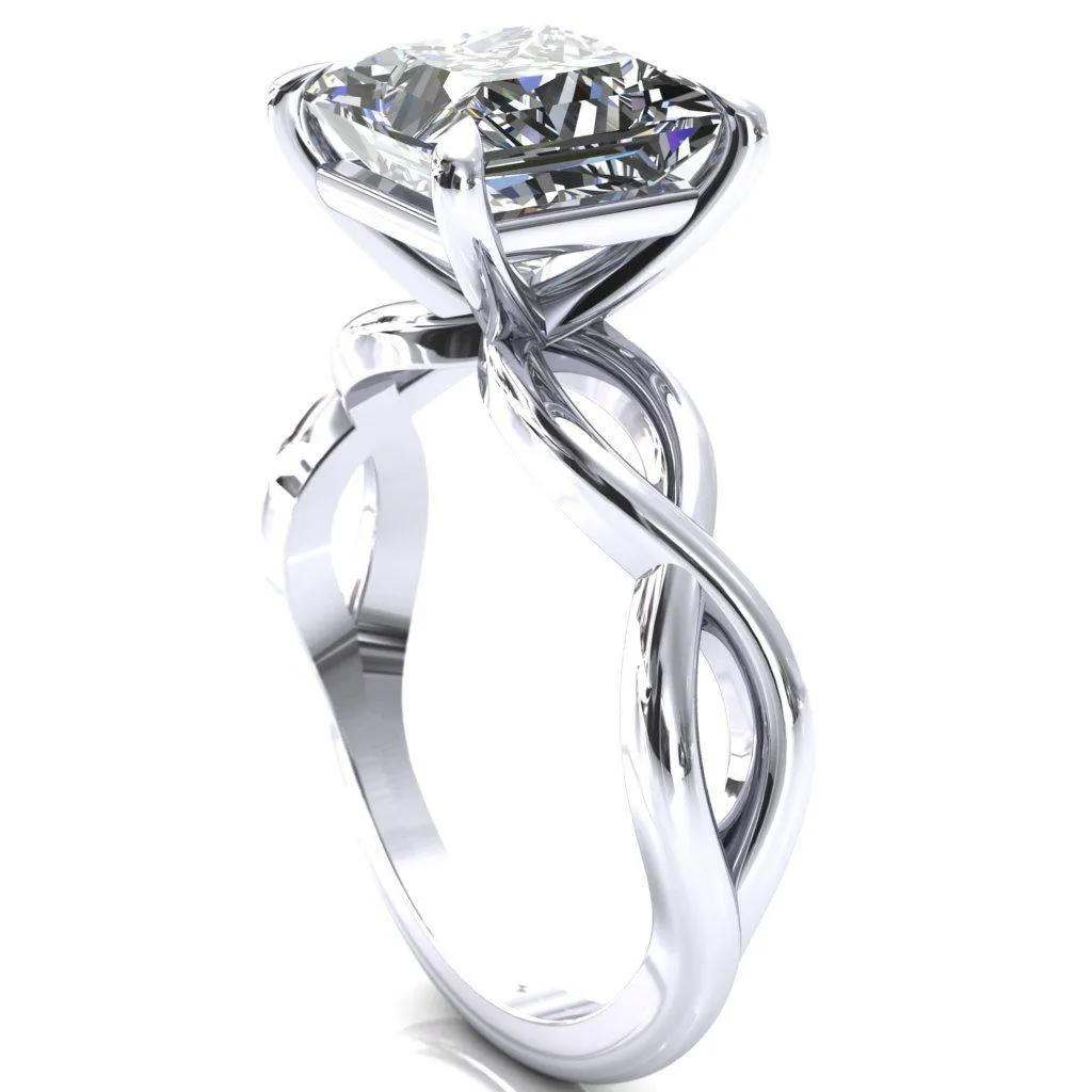Sabina Princess/Square Moissanite 4 Claw Prong 3/4 Infinity Ring Engagement Ring