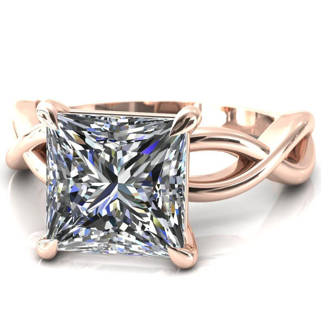 Sabina Princess/Square Moissanite 4 Claw Prong 3/4 Infinity Ring Engagement Ring