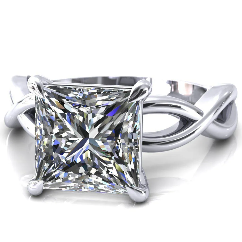 Sabina Princess/Square Moissanite 4 Claw Prong 3/4 Infinity Ring Engagement Ring