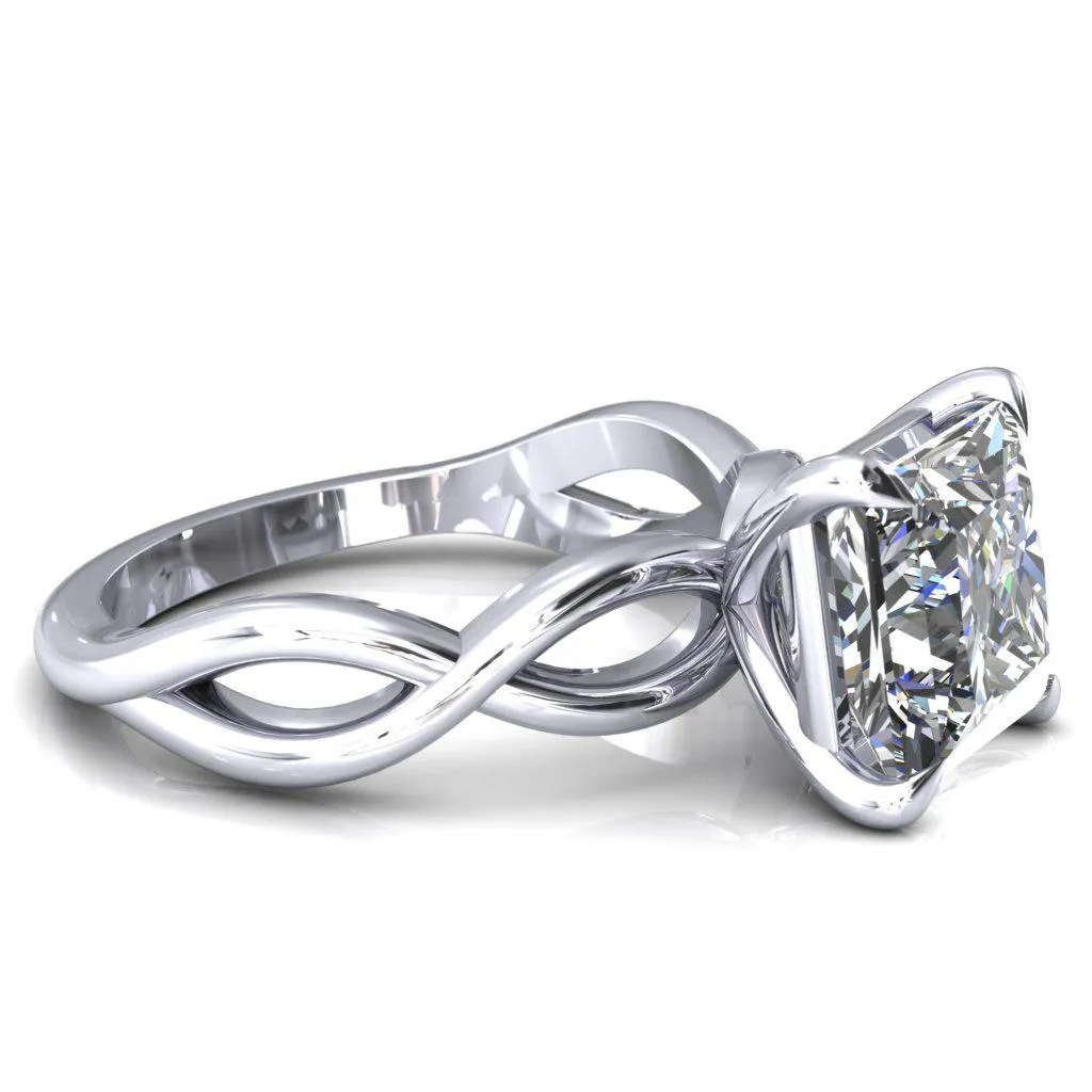 Sabina Princess/Square Moissanite 4 Claw Prong 3/4 Infinity Ring Engagement Ring