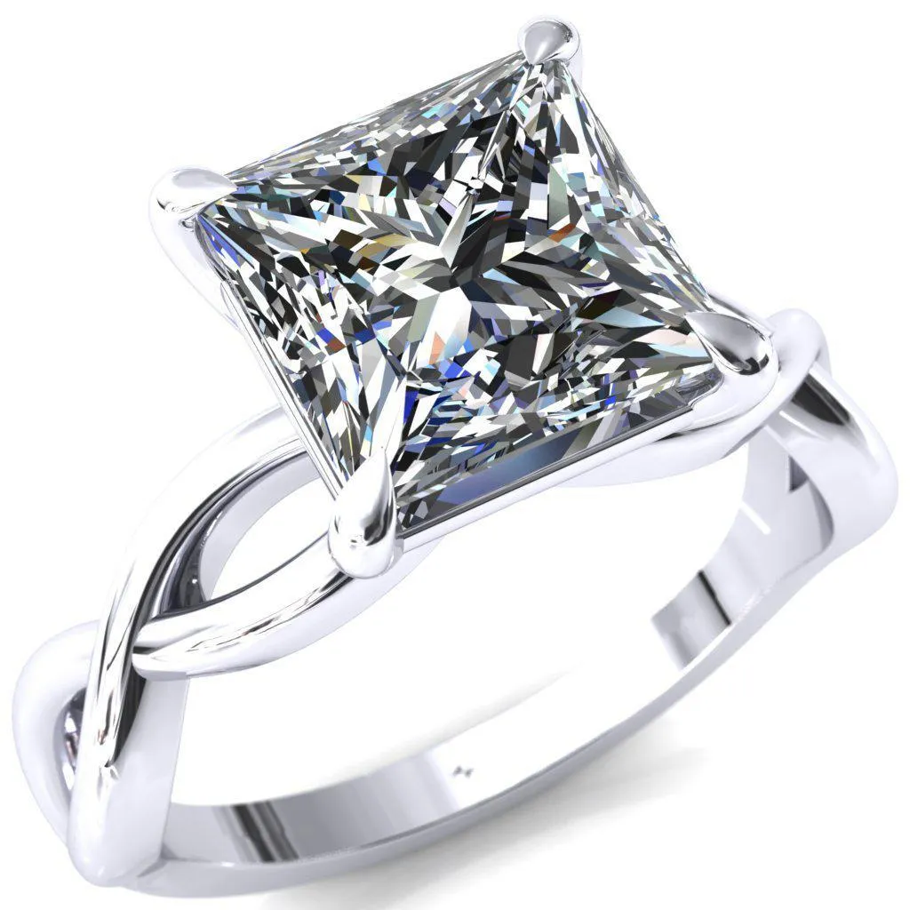 Sabina Princess/Square Moissanite 4 Claw Prong 3/4 Infinity Ring Engagement Ring