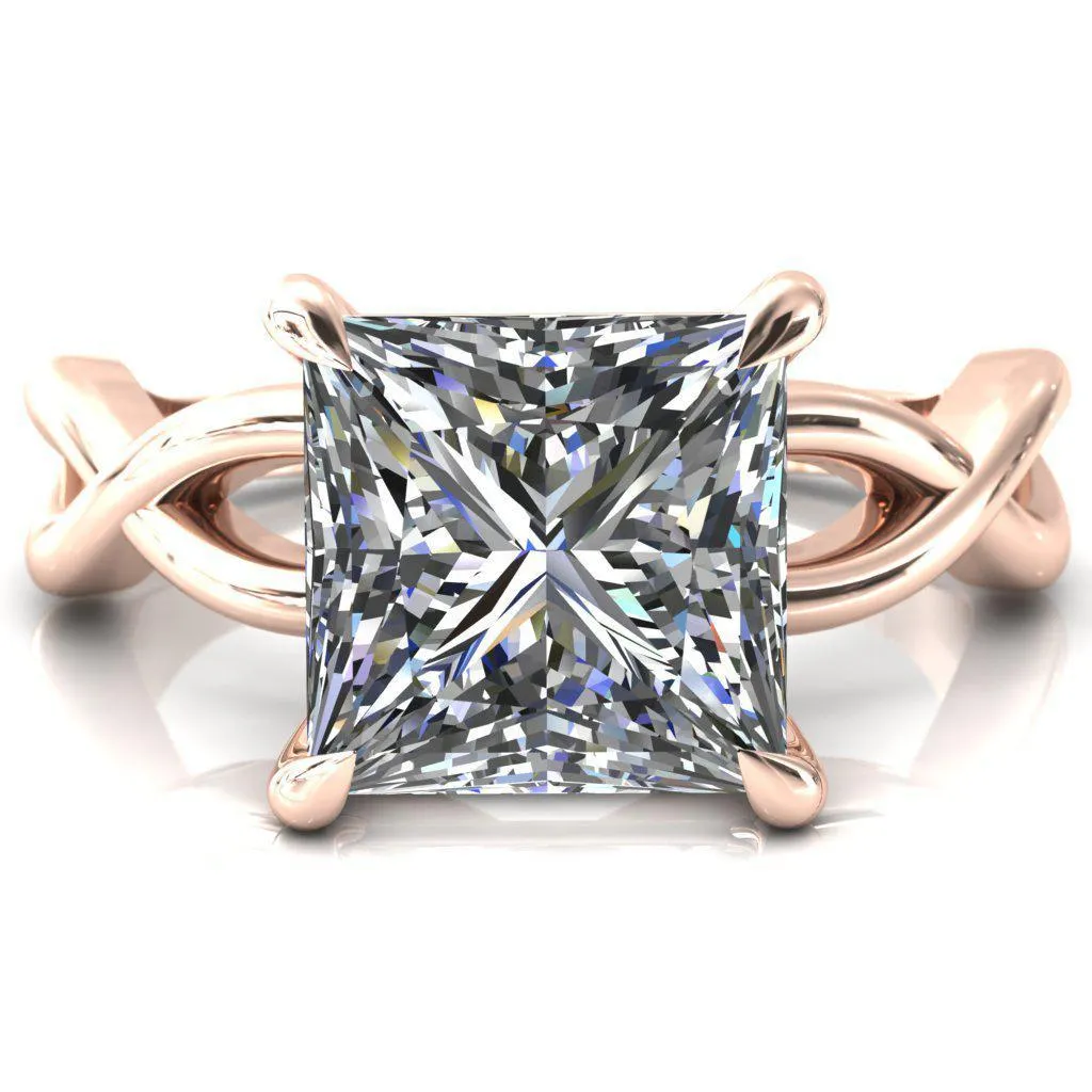 Sabina Princess/Square Moissanite 4 Claw Prong 3/4 Infinity Ring Engagement Ring