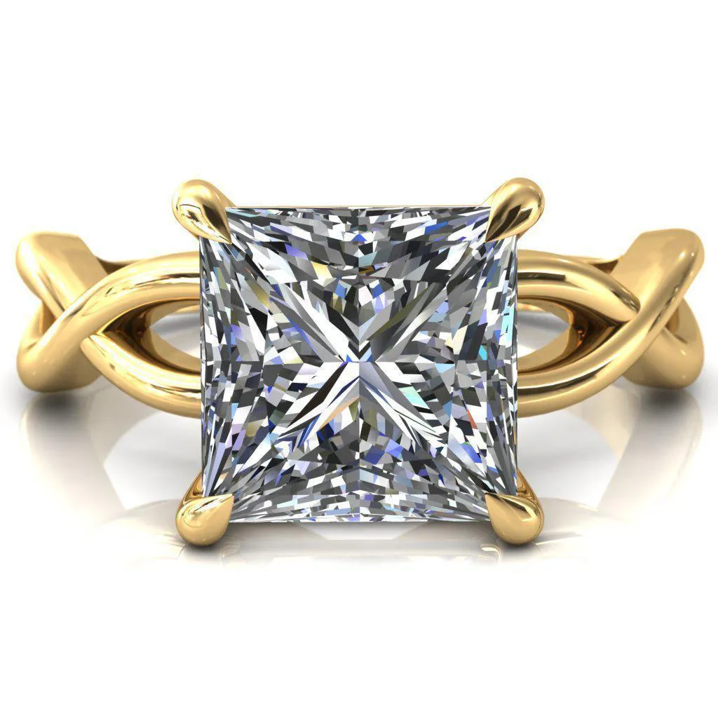 Sabina Princess/Square Moissanite 4 Claw Prong 3/4 Infinity Ring Engagement Ring