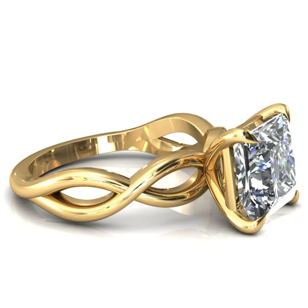 Sabina Princess/Square Moissanite 4 Claw Prong 3/4 Infinity Ring Engagement Ring