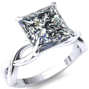 Sabina Princess/Square Moissanite 4 Claw Prong 3/4 Infinity Ring Engagement Ring