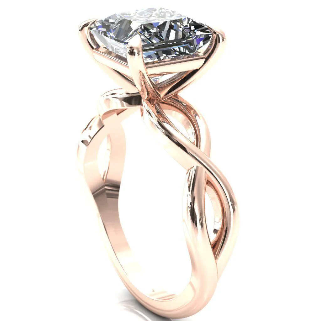 Sabina Princess/Square Moissanite 4 Claw Prong 3/4 Infinity Ring Engagement Ring