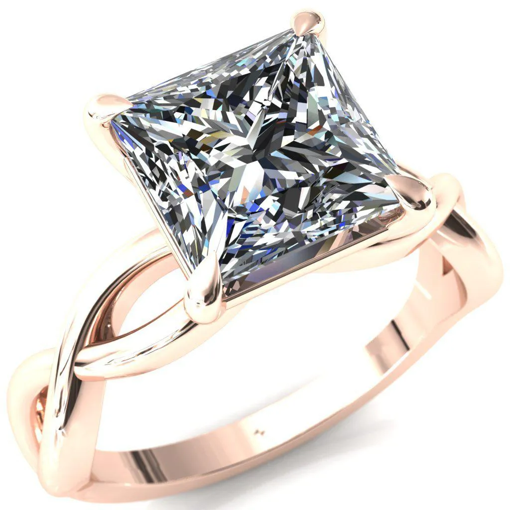 Sabina Princess/Square Moissanite 4 Claw Prong 3/4 Infinity Ring Engagement Ring