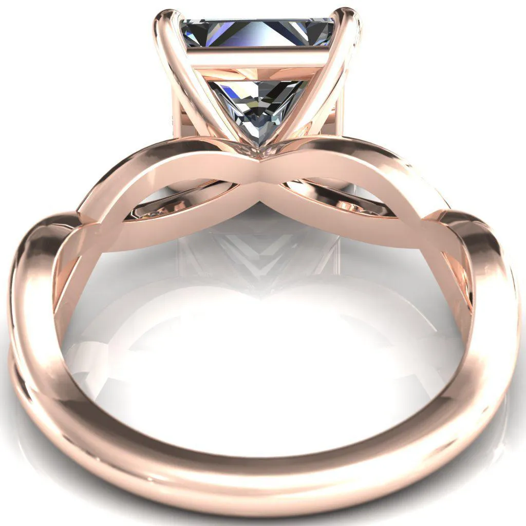 Sabina Princess/Square Moissanite 4 Claw Prong 3/4 Infinity Ring Engagement Ring
