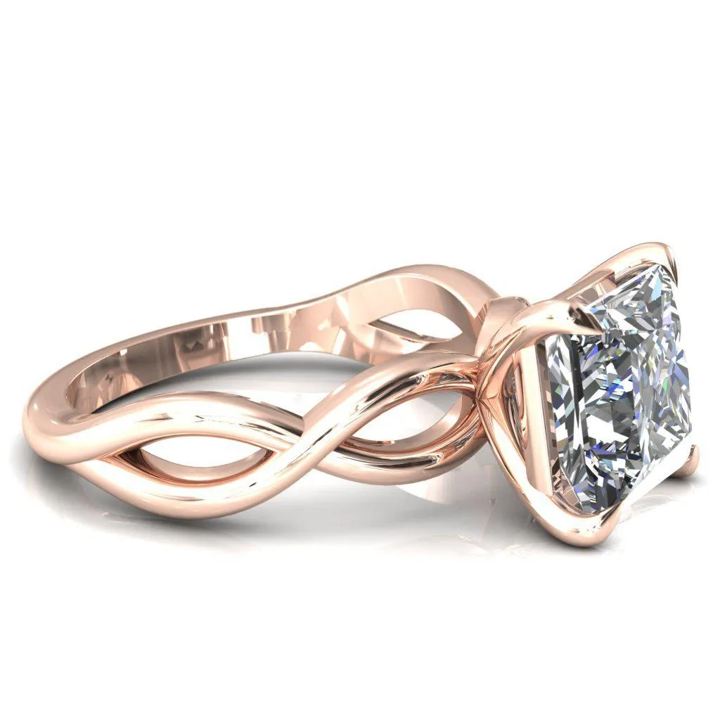 Sabina Princess/Square Moissanite 4 Claw Prong 3/4 Infinity Ring Engagement Ring