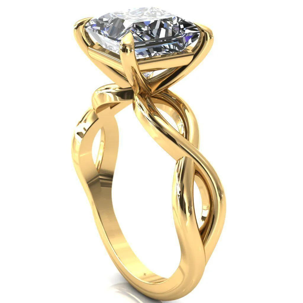 Sabina Princess/Square Moissanite 4 Claw Prong 3/4 Infinity Ring Engagement Ring