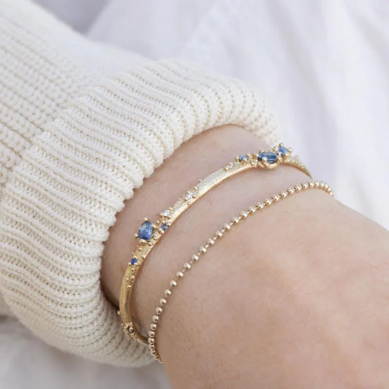Sapphire and Diamond Encrusted Gold Cuff