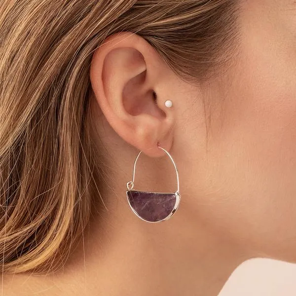 Scout Curated Wears Stone Prism Hoop Earring - Rose Quartz