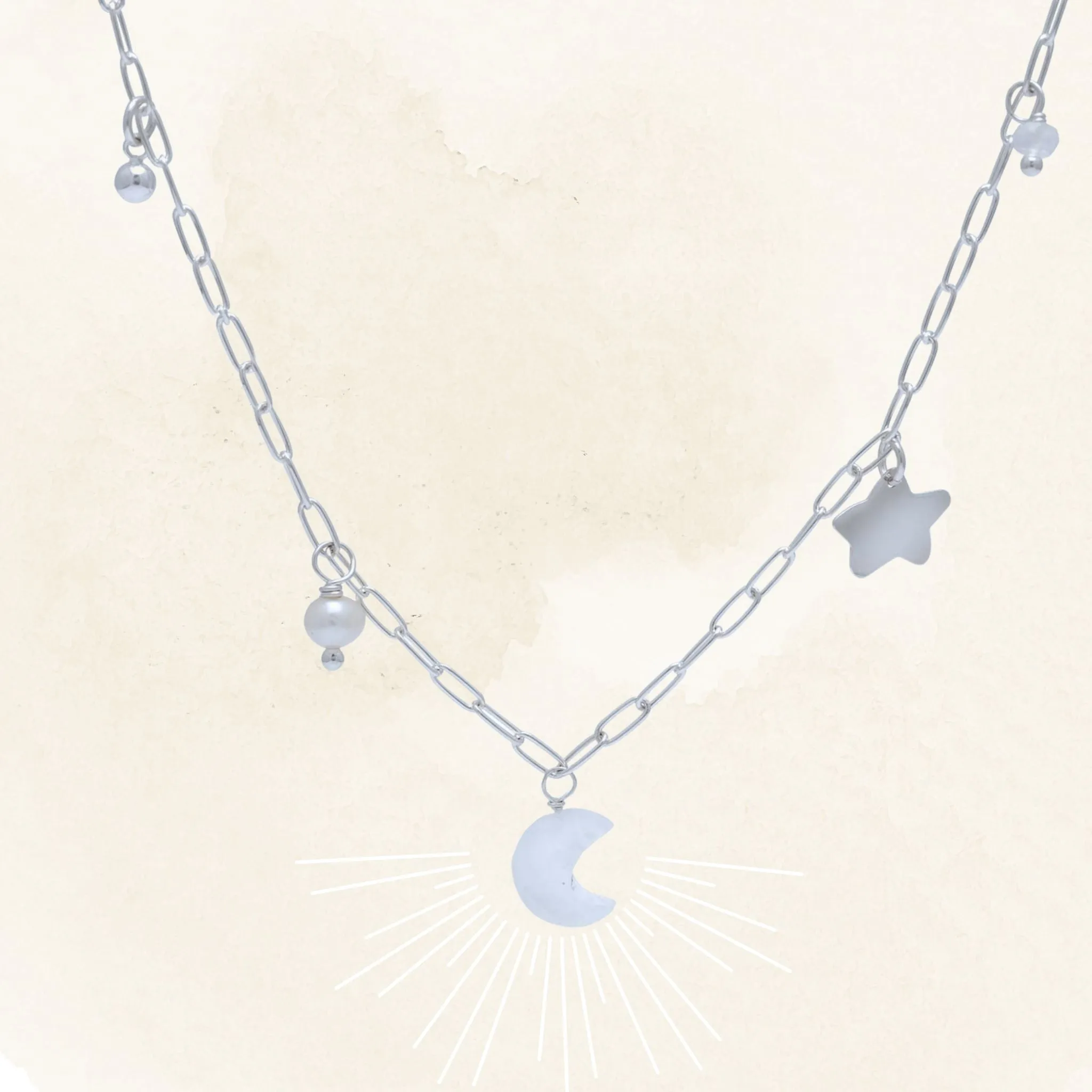 Selene Charm Necklace Silver