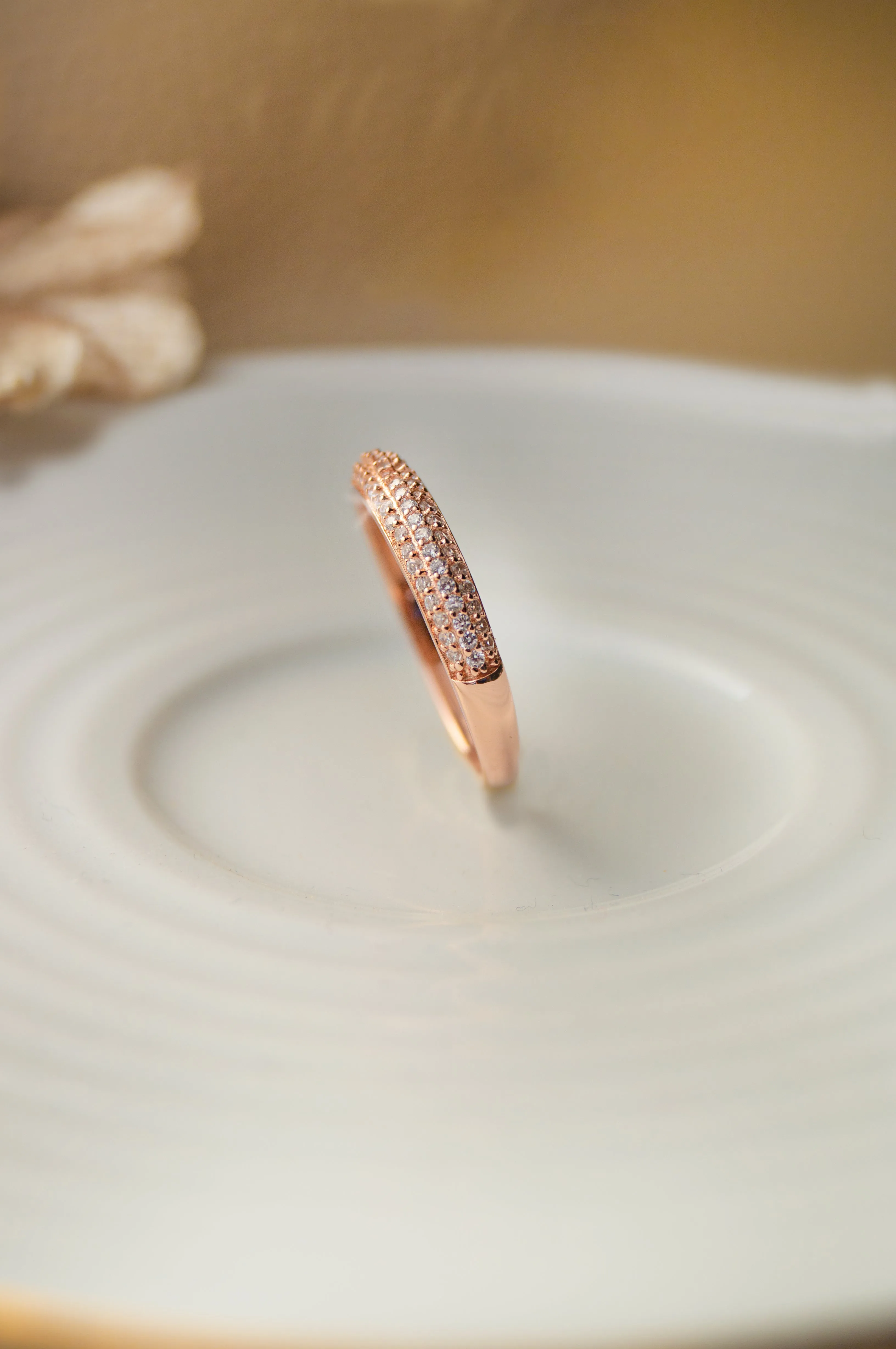Sequence Studded Rose Gold Plated Sterling Silver Band