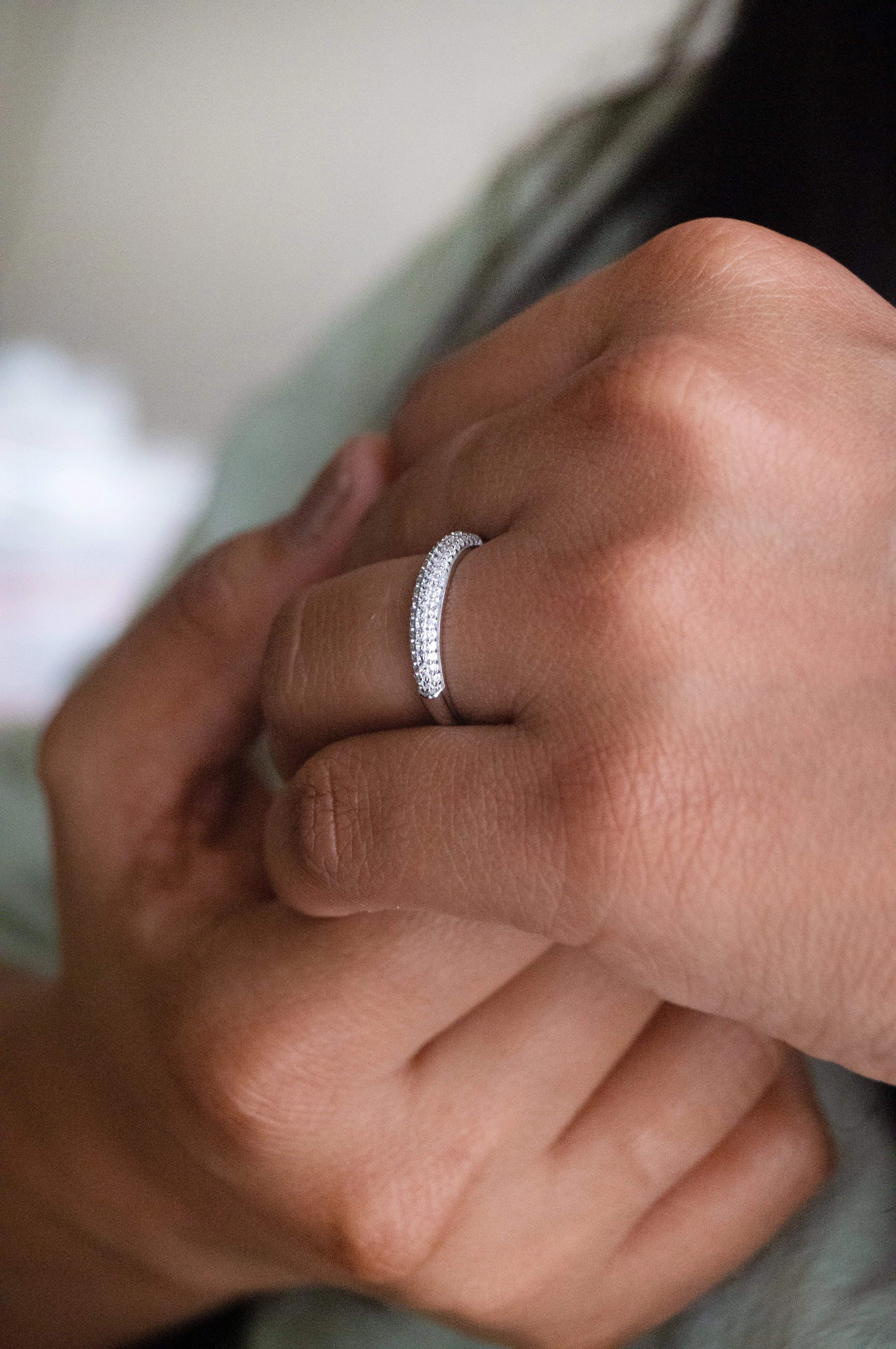 Sequence Studded Rose Gold Plated Sterling Silver Band