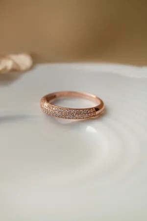 Sequence Studded Rose Gold Plated Sterling Silver Band