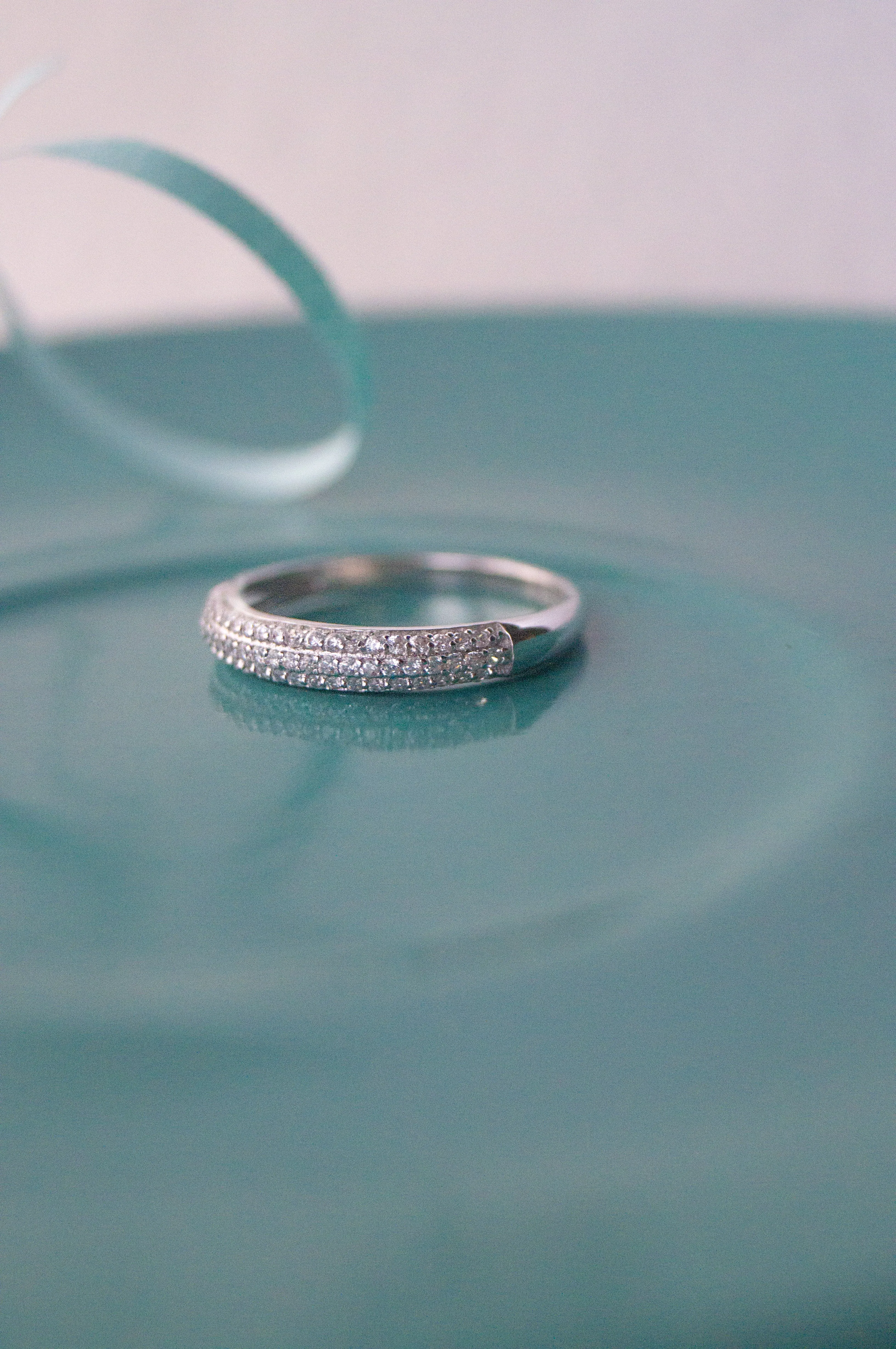 Sequence Studded Rose Gold Plated Sterling Silver Band