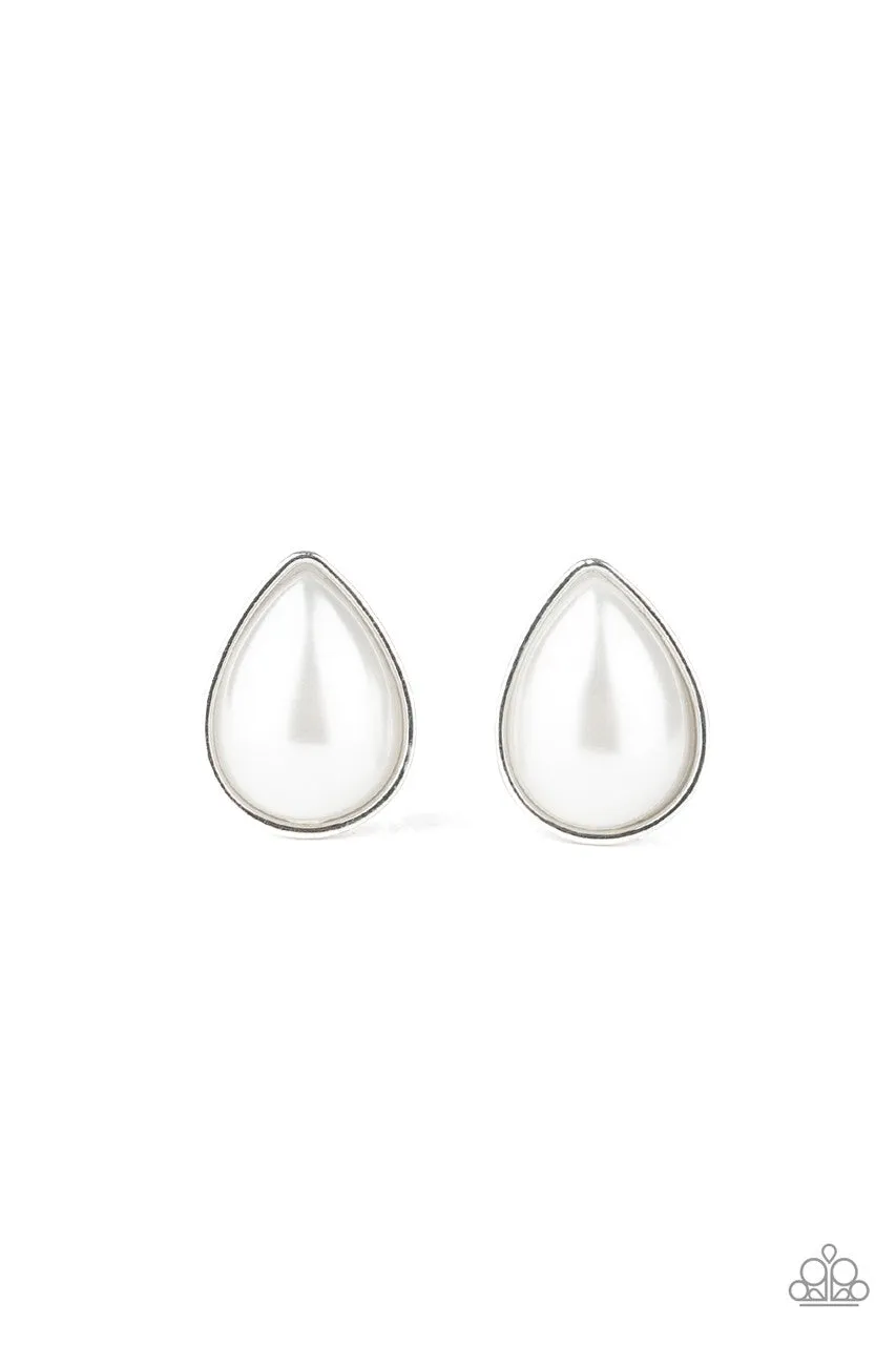 SHEER Enough White Paparazzi Earrings