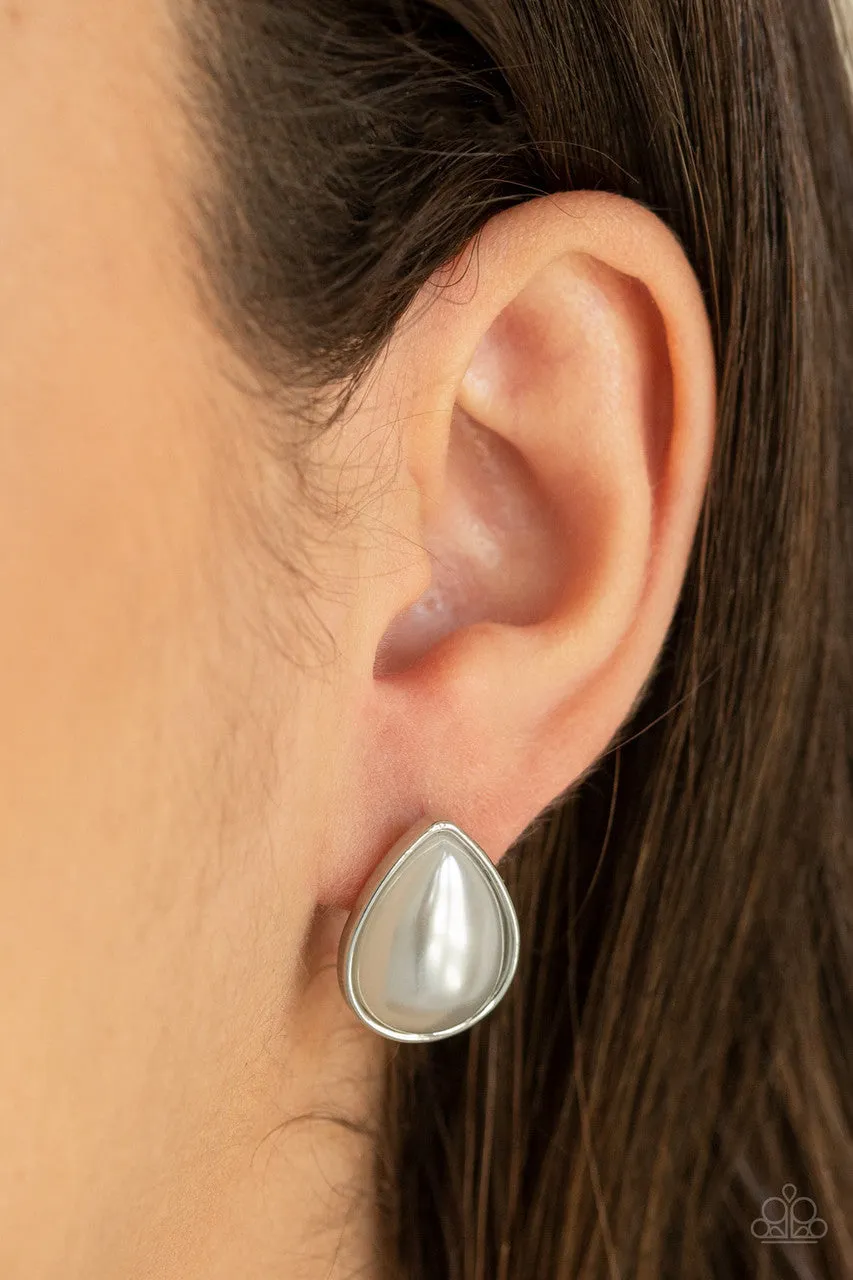 SHEER Enough White Paparazzi Earrings