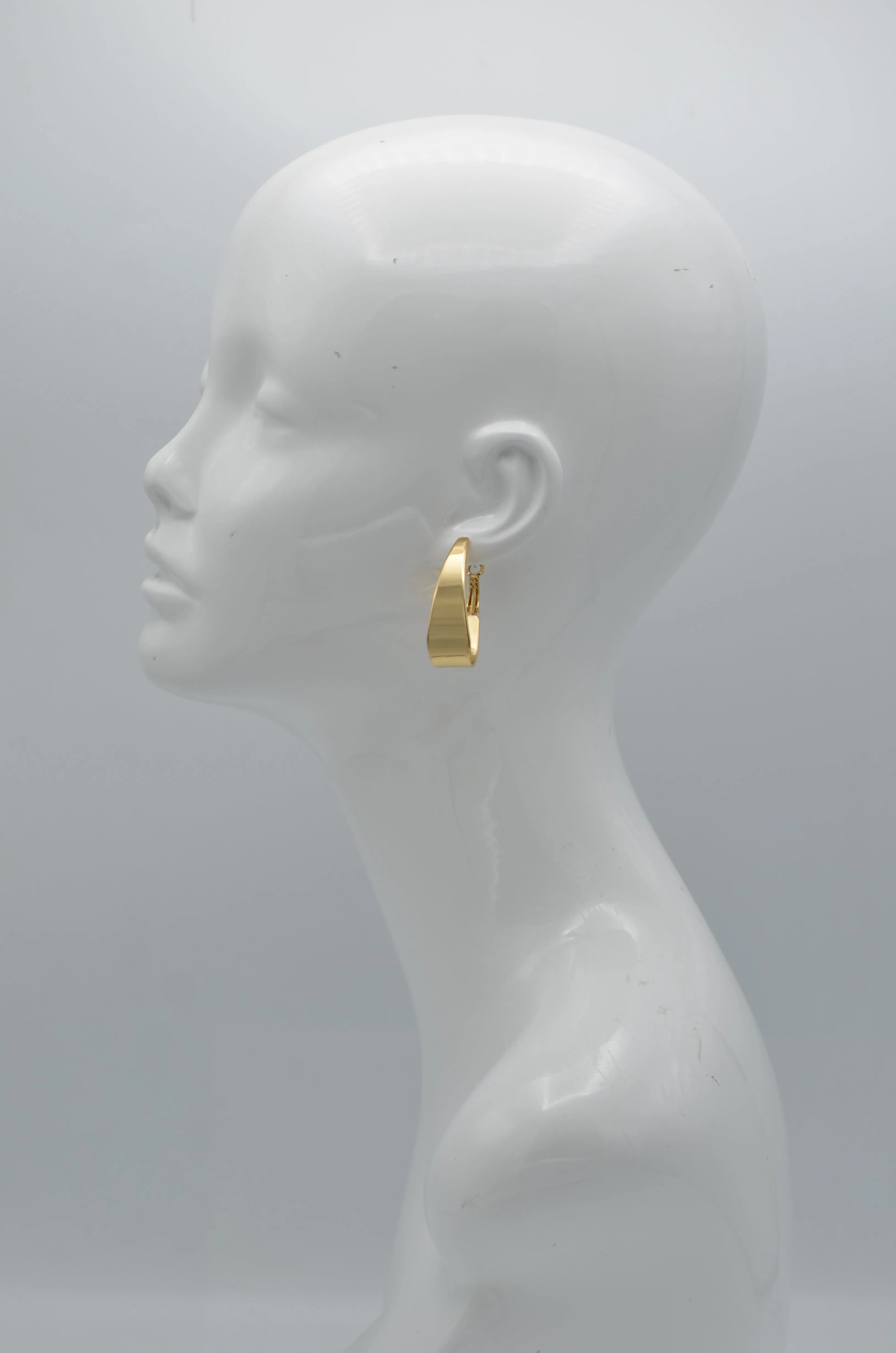 Shiny Gold Trapezoidal Hoop Earrings #HNE90911GD(SF16)
