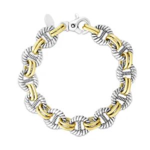 Silver & 18K Gold Cable Mariner Link Bracelet