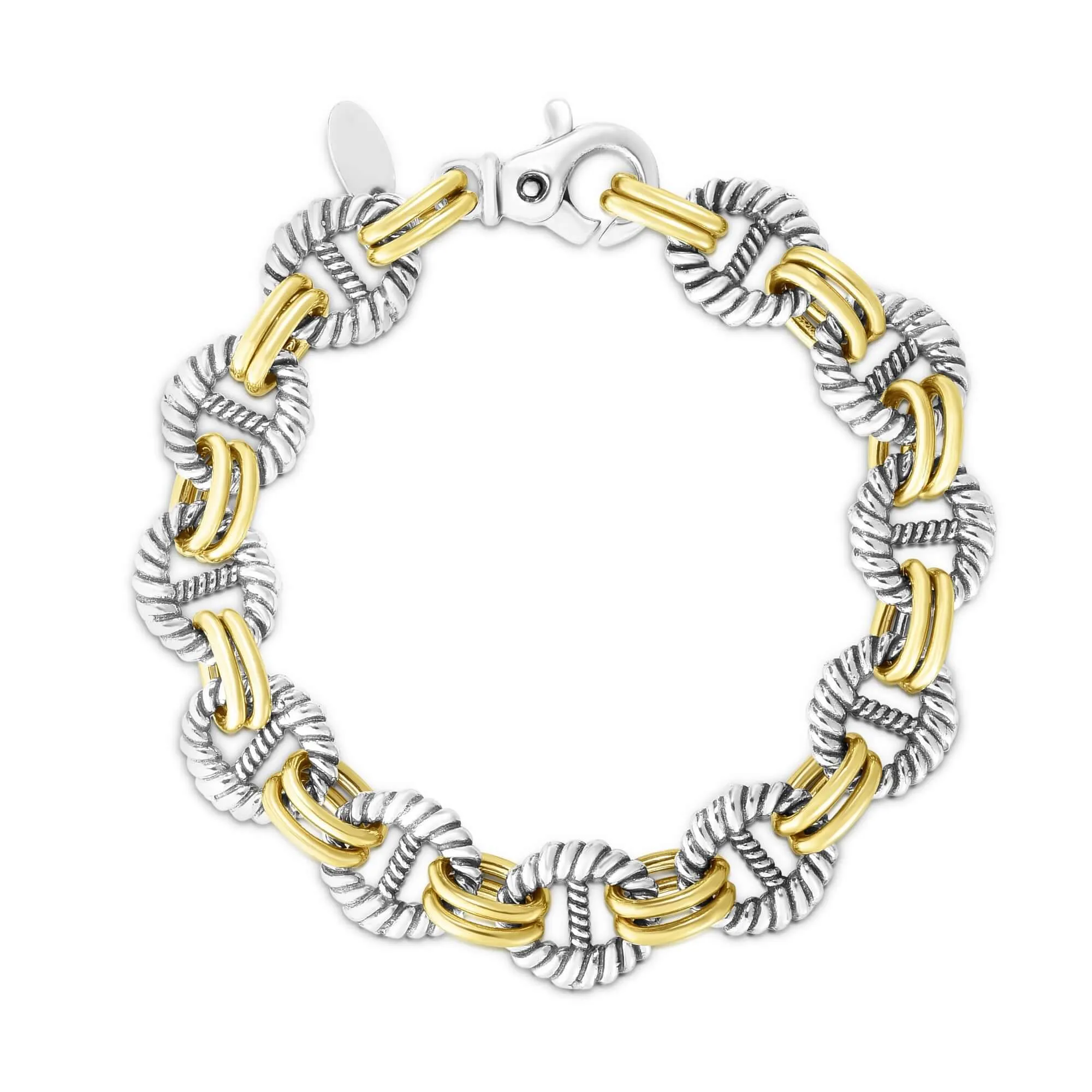 Silver & 18K Gold Cable Mariner Link Bracelet
