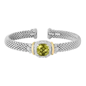 Silver & 18K Gold Cushion-Cut Yellow Quartz Cuff