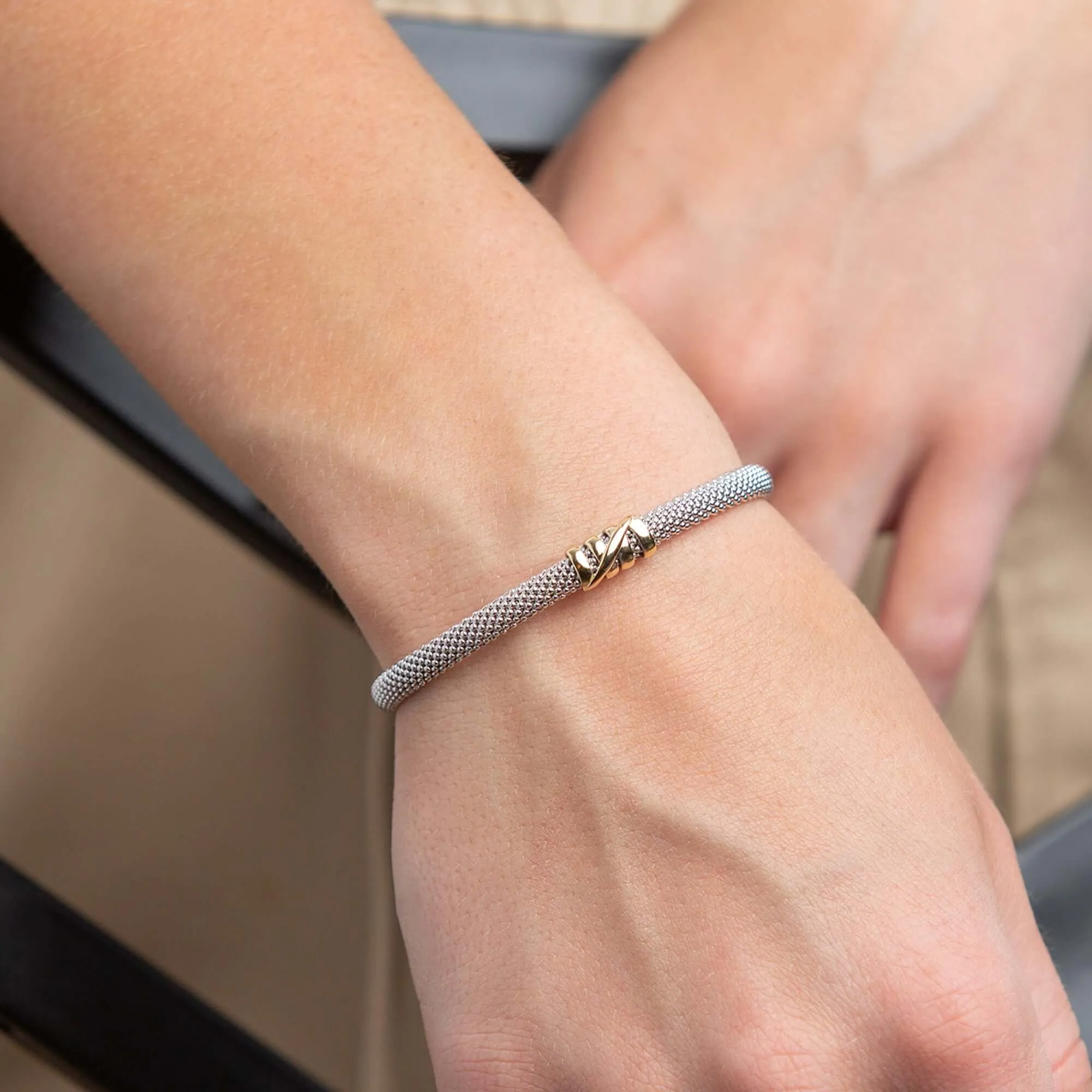 Silver & 18K Gold Small Tally Prosecco Bracelet