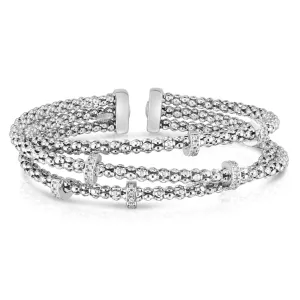 Silver & Diamond Prosecco Triple Crossover Bracelet
