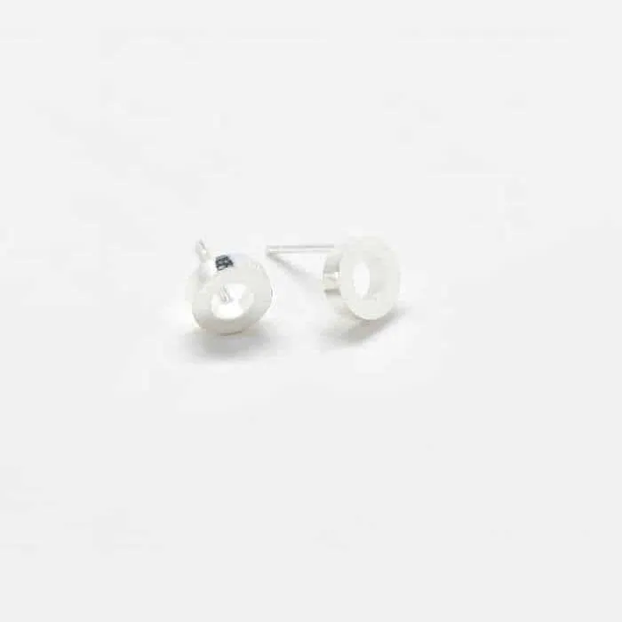 Silver Circle Outline Stud Earrings - Imperfect
