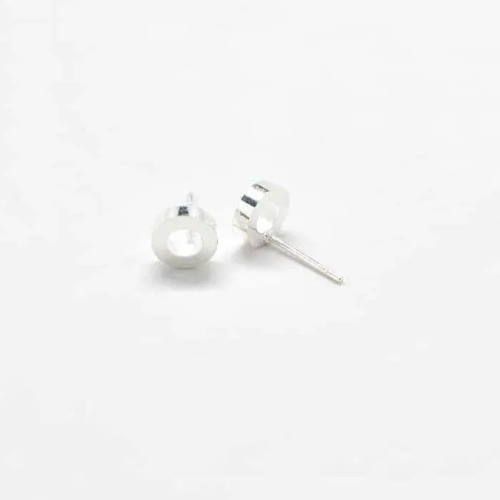Silver Circle Outline Stud Earrings - Imperfect