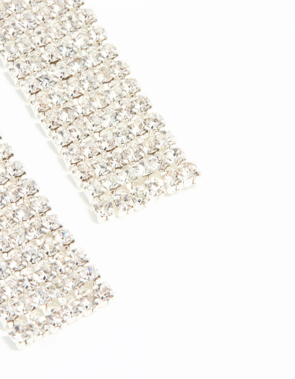Silver Diamante Thick Straight Cupchain Drop Earrings