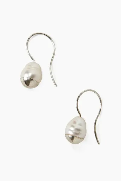 SILVER DIPPED PEARL DROP EARRINGS