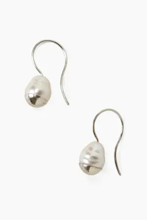 SILVER DIPPED PEARL DROP EARRINGS