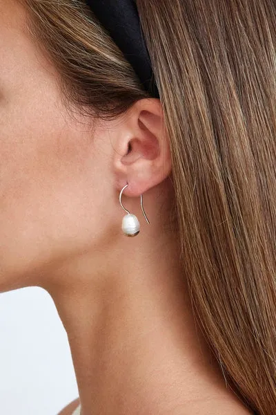 SILVER DIPPED PEARL DROP EARRINGS