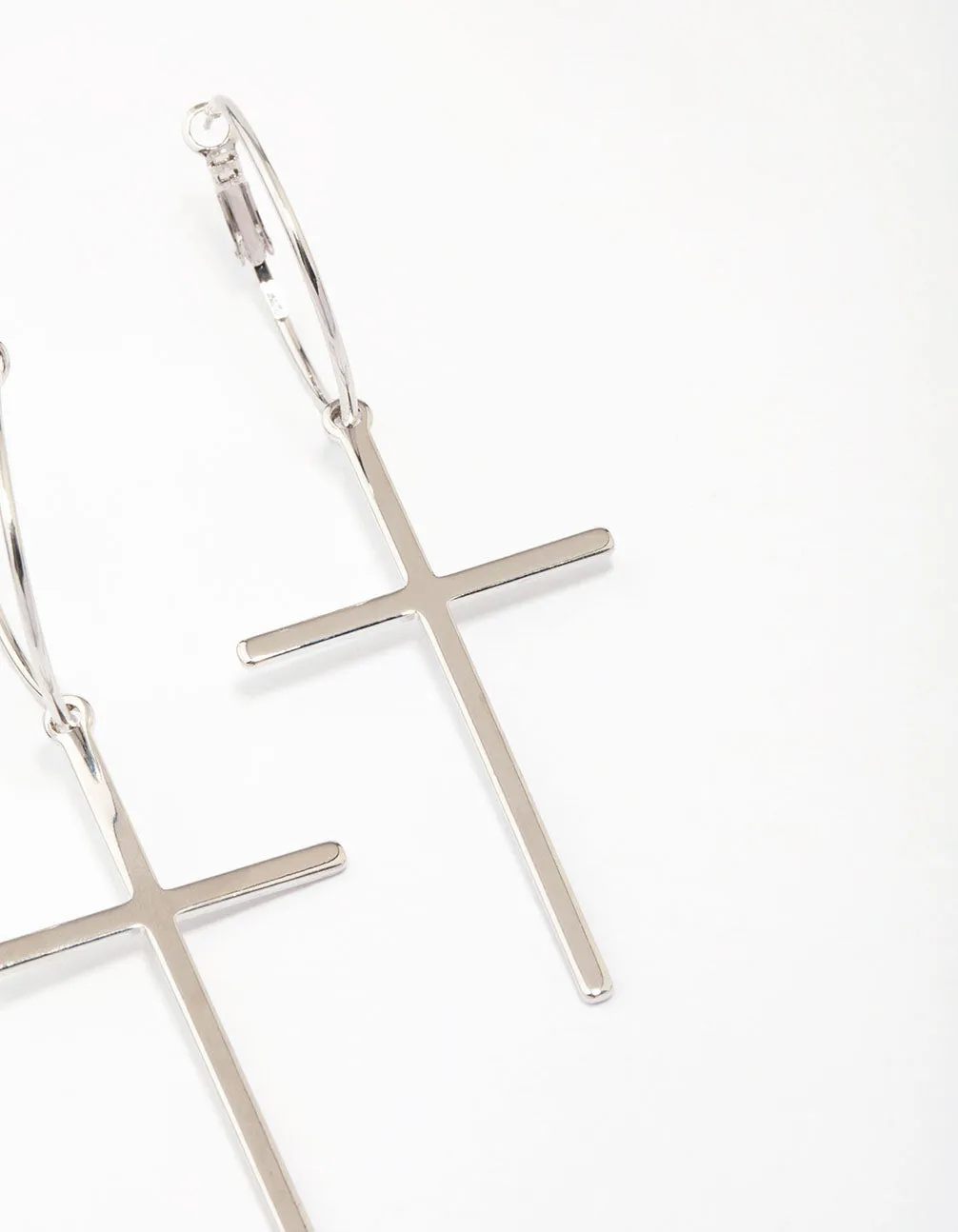 Silver Luxe Cross Hoop Earrings
