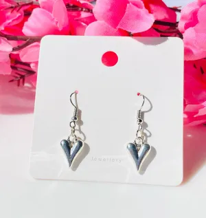 Silver plated heart hook earrings