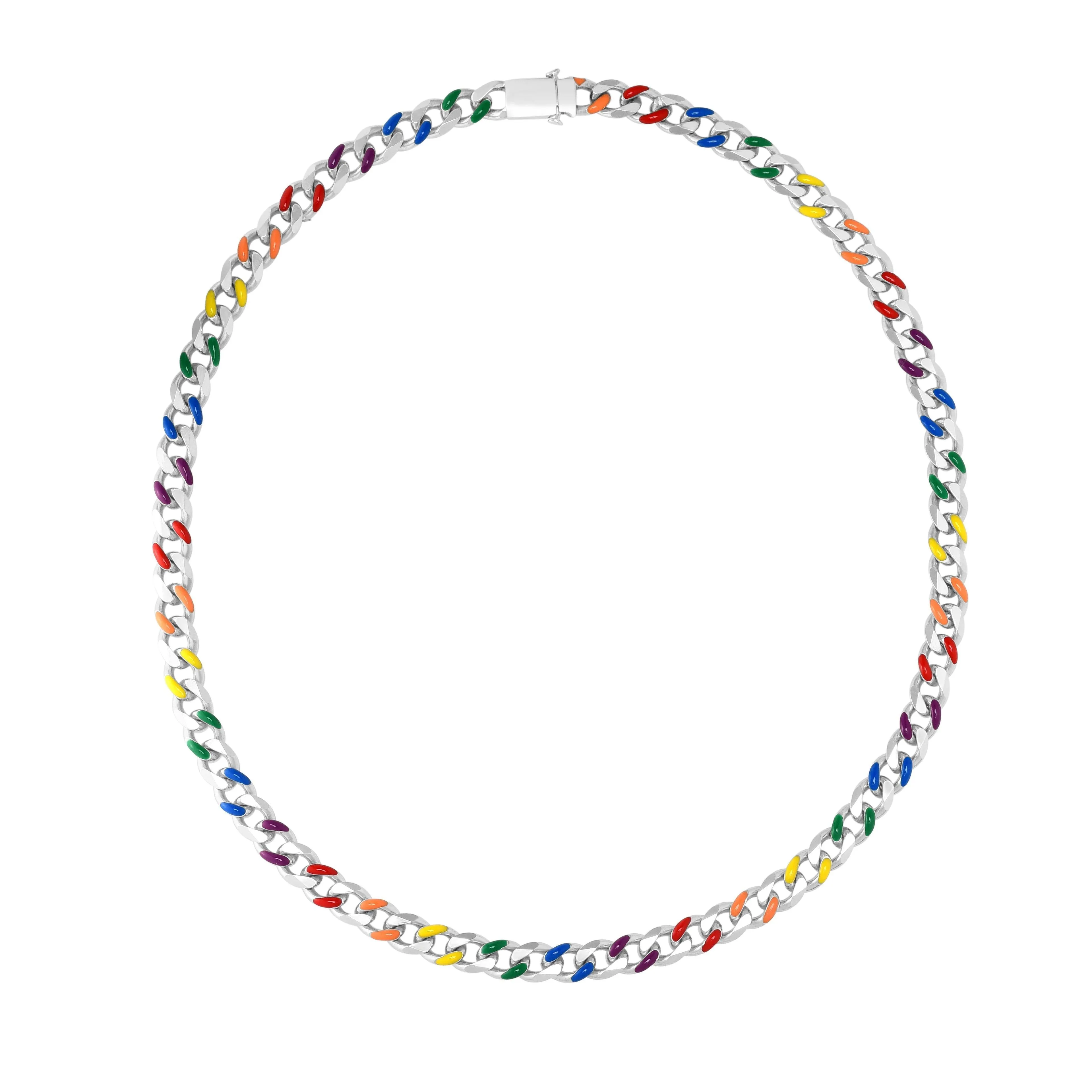 Silver Rainbow Miami Cuban Necklace