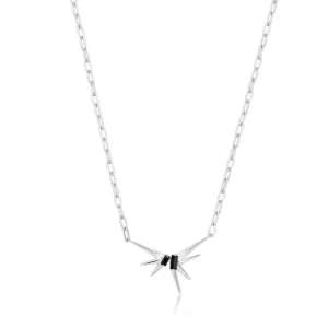 Silver Sparkle Spike Polished Punk Necklace